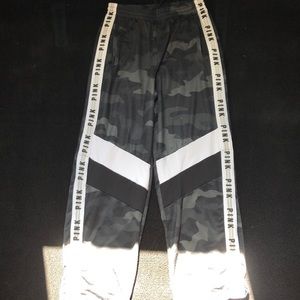 pink button down sweatpant grey and black camo